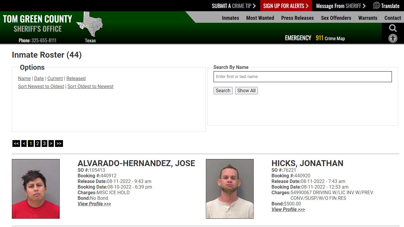 Inmate Roster - Released Inmates Booking Date Descending ...